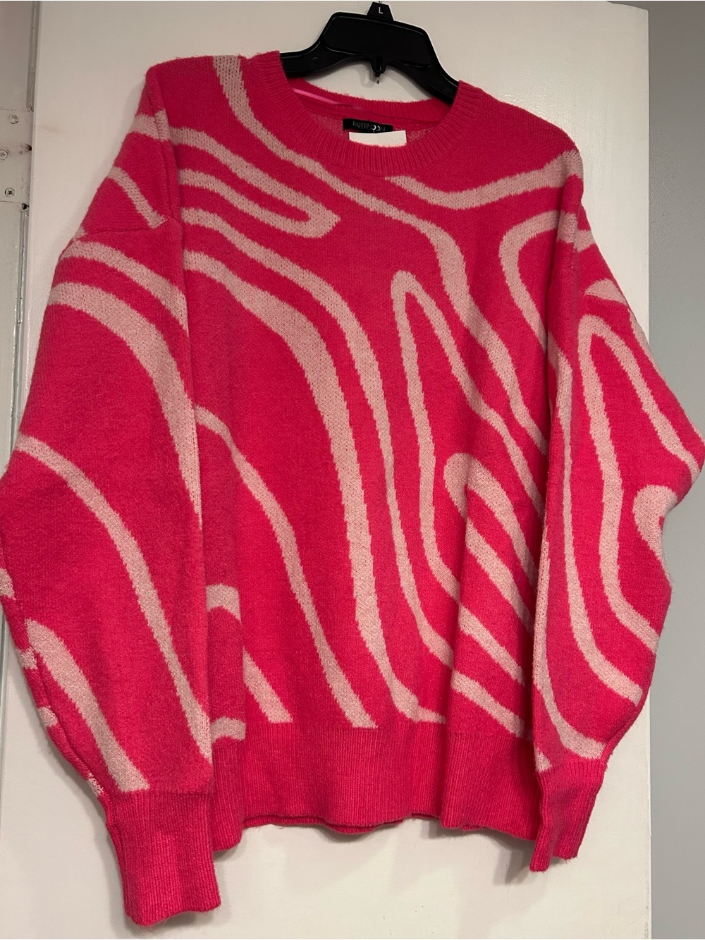 Papermoon Vibrant Pink Patterned Crewneck Sweater - Women